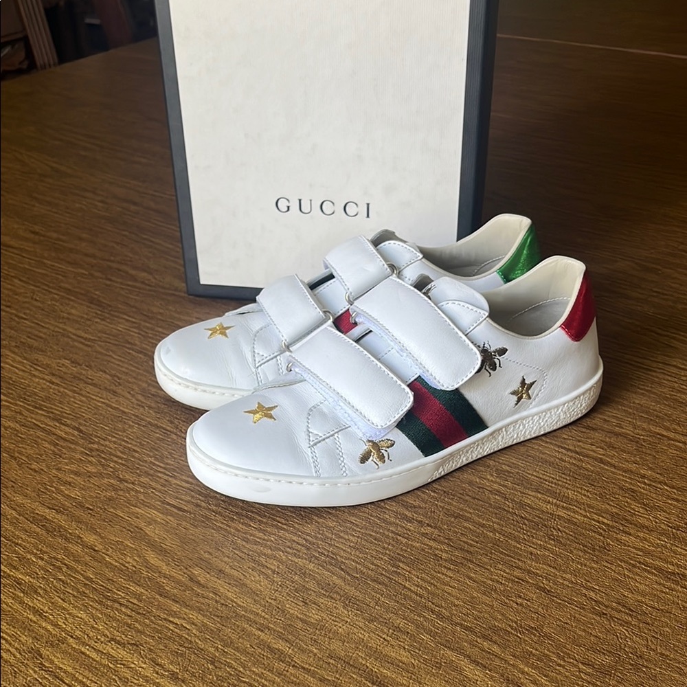 Gucci White Ace Sneakers with Stars and Bees